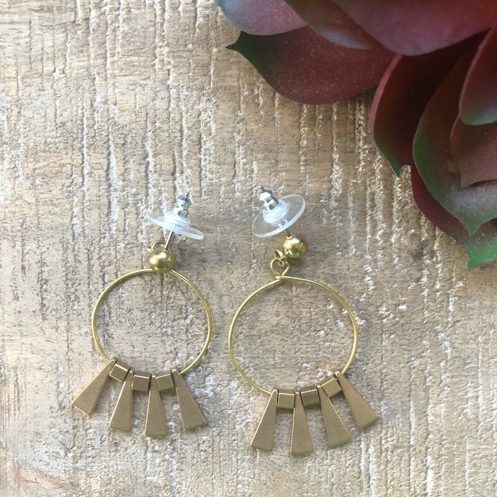 Sparklefarm Brass Boho Chic Hoop Earrings NWOT - Picture 4 of 8